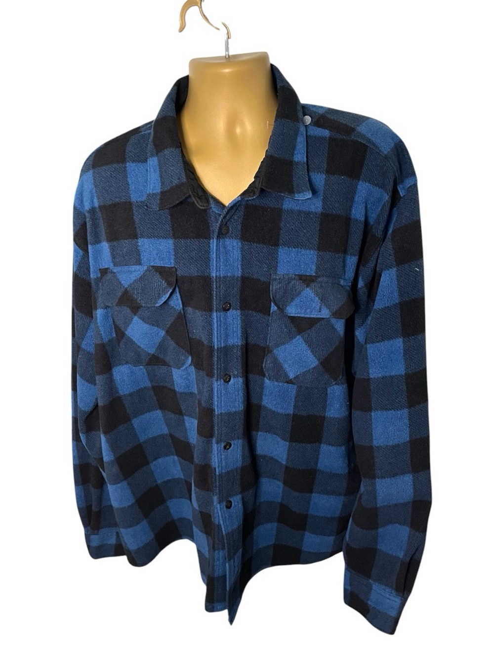 Wrangler Buffalo Plaid Flannel Shirt Jacket Fleece Lined Blue Black 3XL